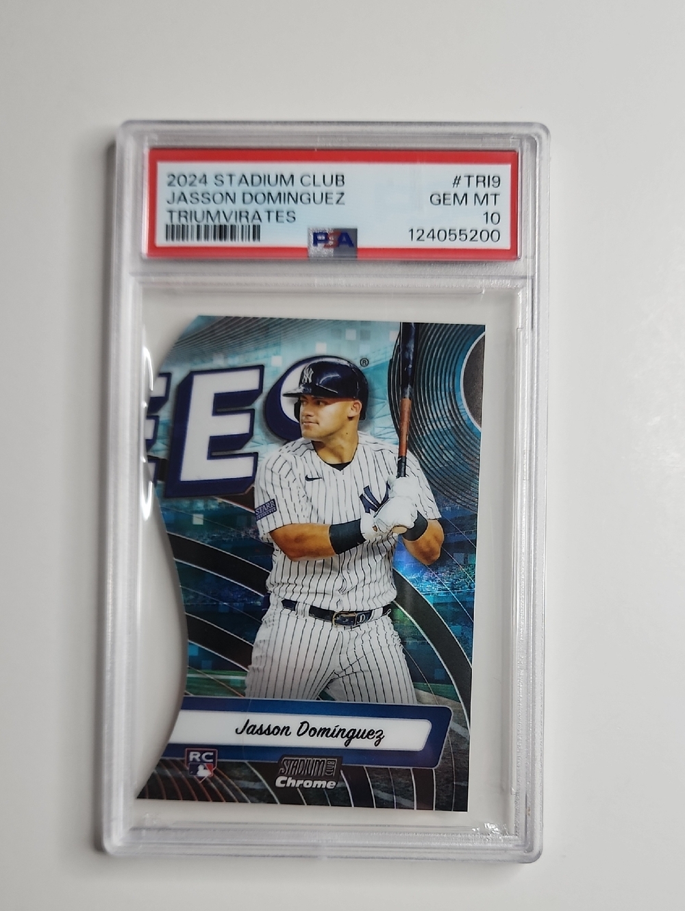Jasson Dominguez ~ 2024 Topps StadiumClub~Rookie~ Triumvirates~ DieCut ~ PSA 10
